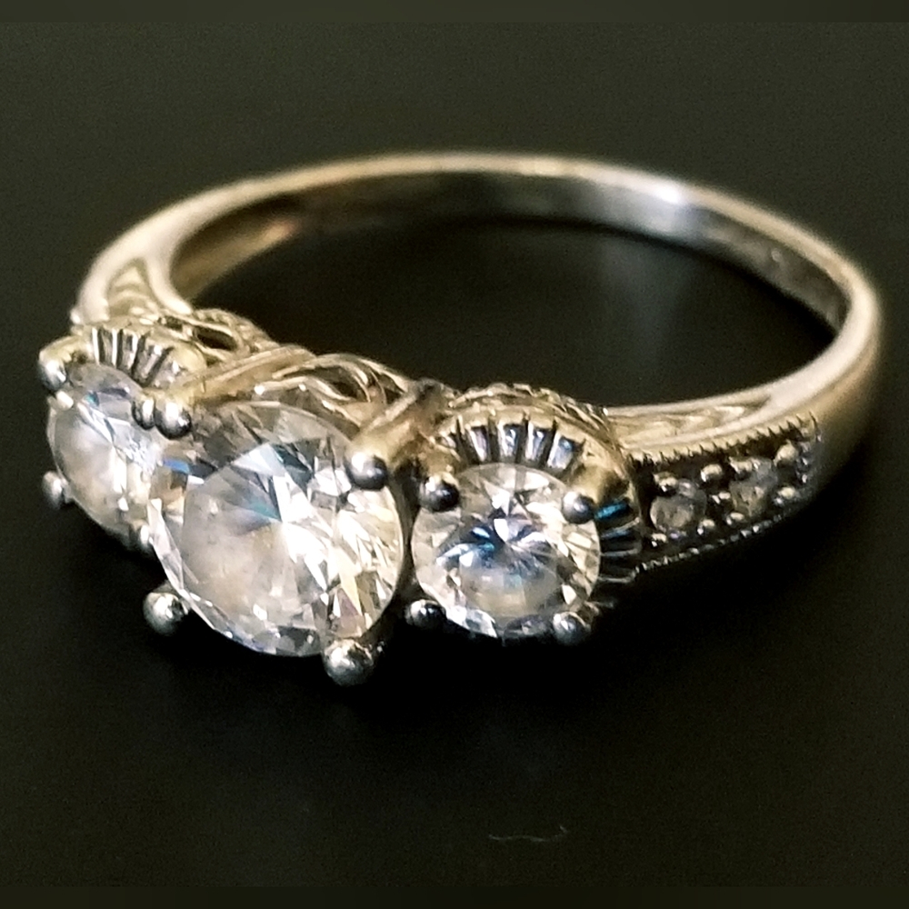 Xavier Sterling Silver And Simulated Diamond Ring - image 1